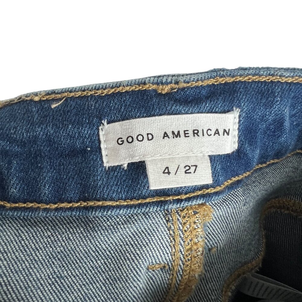 Good American Slit Front Denim Midi Jean Pencil Skirt in Blue691 Size 4 / 27 - Picture 4 of 10